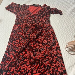 The Limited Black and Red Floral Long Sleeve Dress
